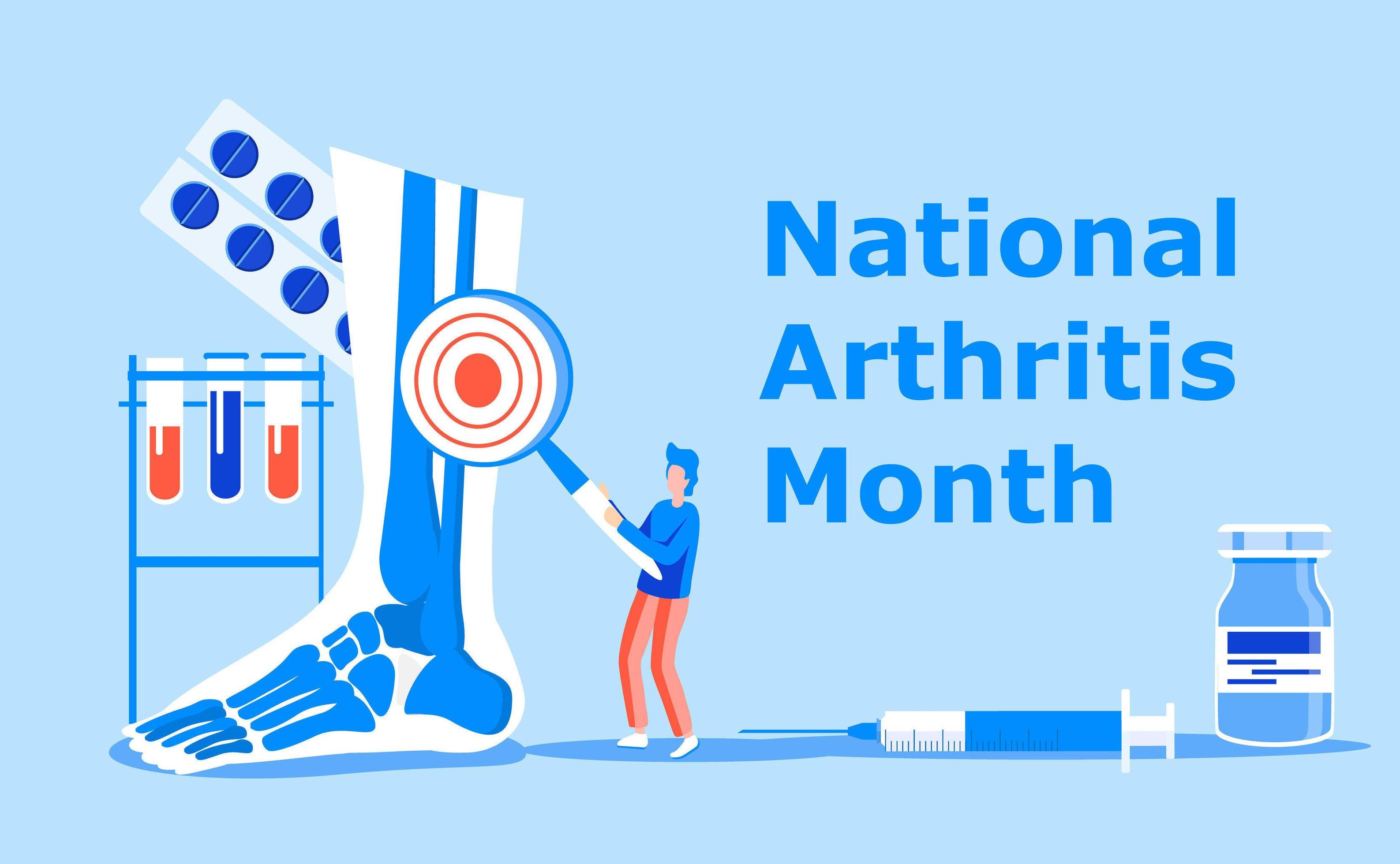 National arthritis month is celebrated in May in USA. Blue ribbon sign
