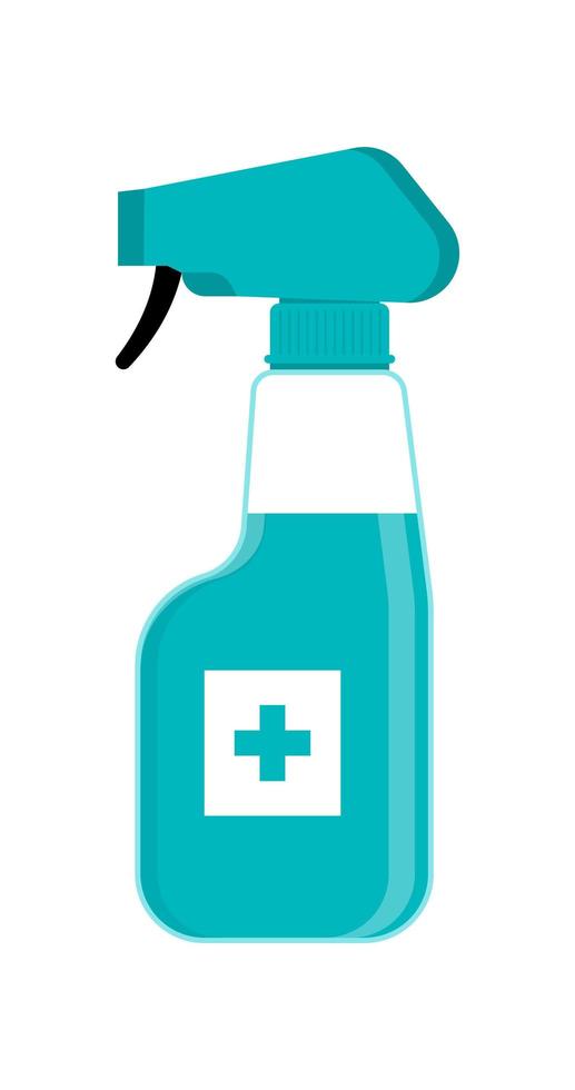 Spray bottle or liquid soap are shown. Disinfection vector. Body hygiene illustration. Hand sanitizer bottle or antiseptic gel are shown. Distinctive liquid for personal protective vector