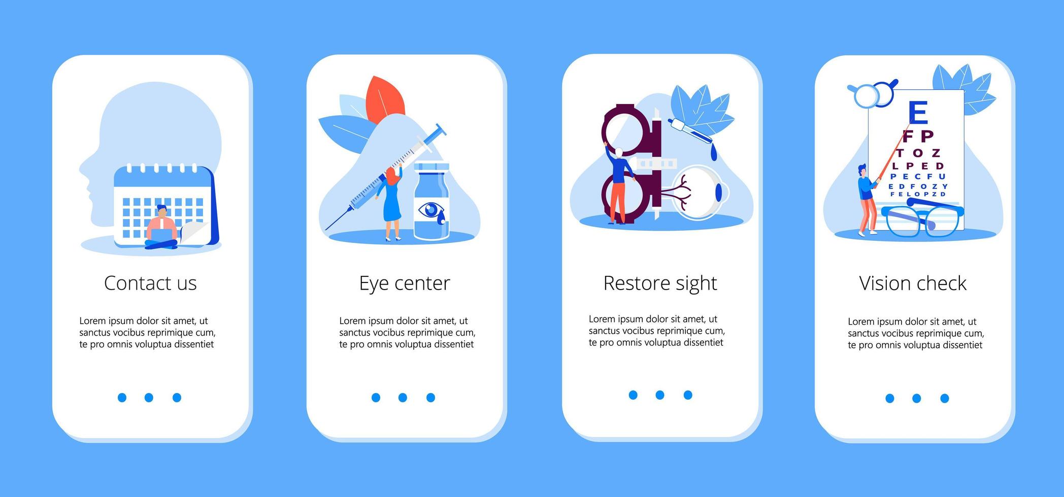 Medical ophthalmologist concept vector. Eyesight check up with tiny people character concept for apps, banner, flyer, card vector