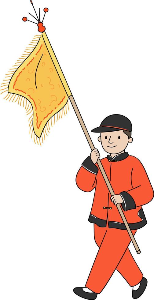 Man Holding Big Flag vector