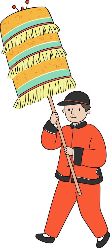 Man Holding a Traditional Folklore Cool Umbrella vector