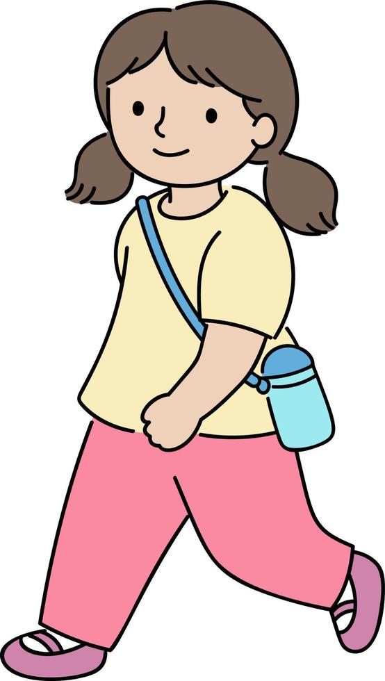 Little Girl in a Parade Wearing a Water Bottle vector