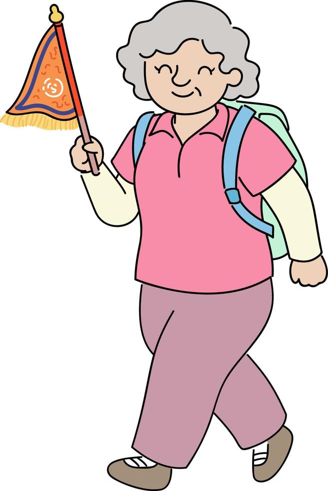 Women Marching with Flag vector
