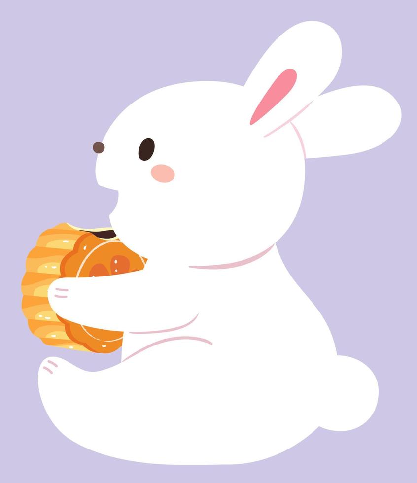 Rabbit  Eats Moon Cake vector