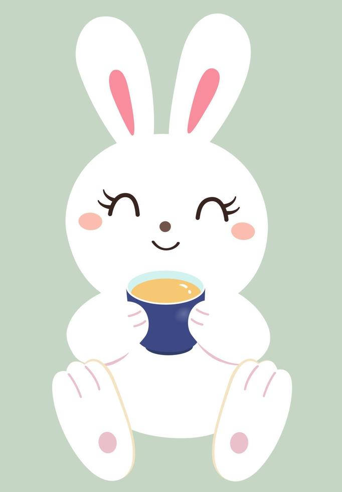 Rabbit Drinking Tea vector