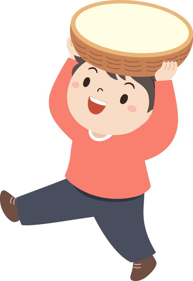 Boy with a Basket on his Head vector