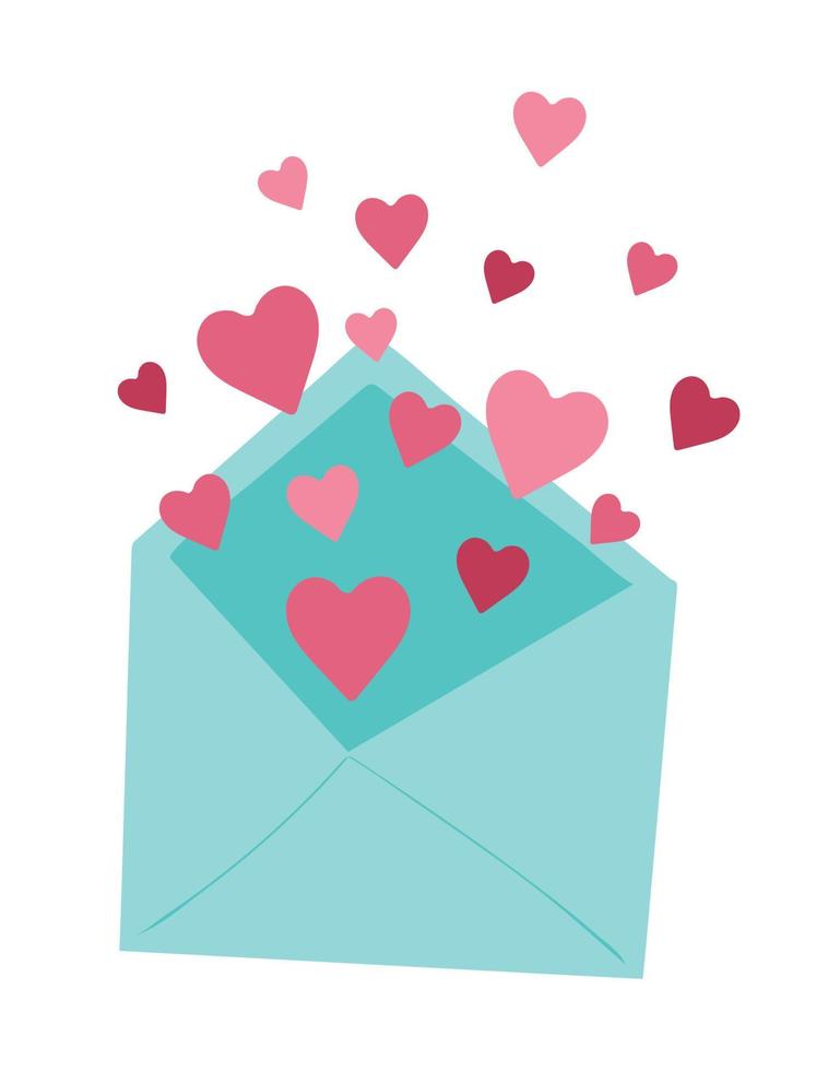 Open envelope and many hearts. Valentine's Day Letter with hearts vector