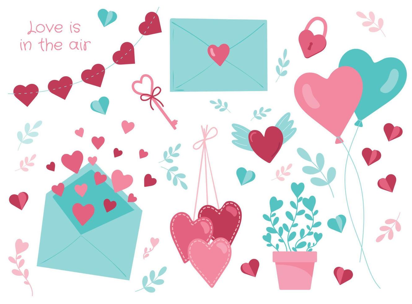 Vector illustration set of elements for st. Valentine's day.