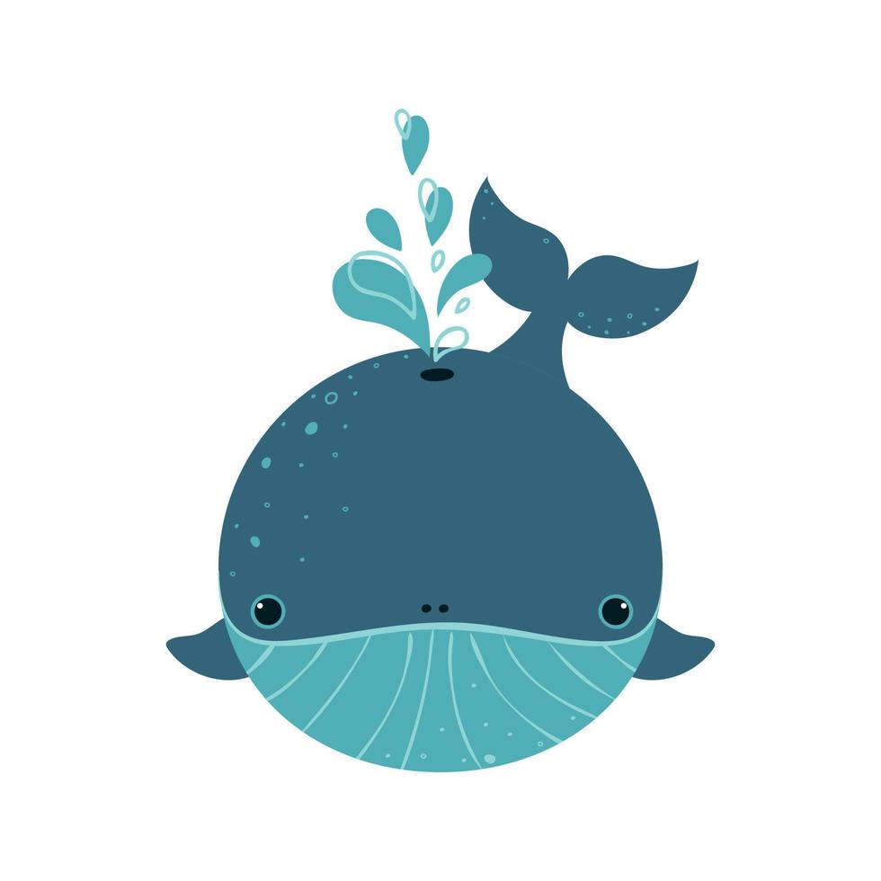 Whale as Sea Animal Floating Underwater Vector Illustration