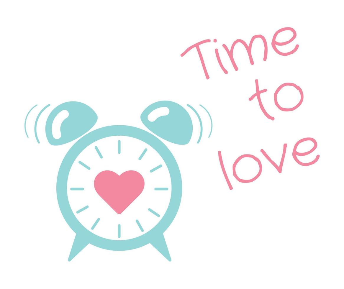 Alarm clock with a heart. Wedding and valentine day concept. vector