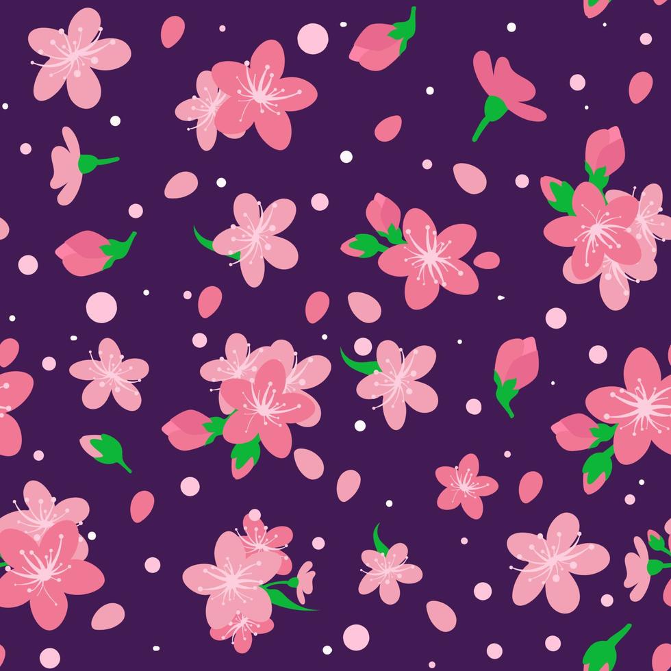 Seamless Pattern Spring Cherry Blossom Background vector