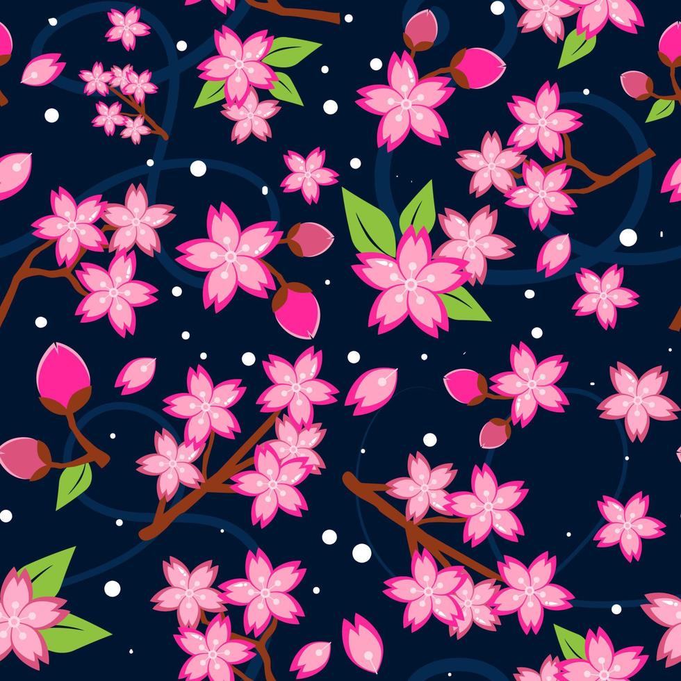 Seamless Pattern Beautiful Cherry Blossom Background vector