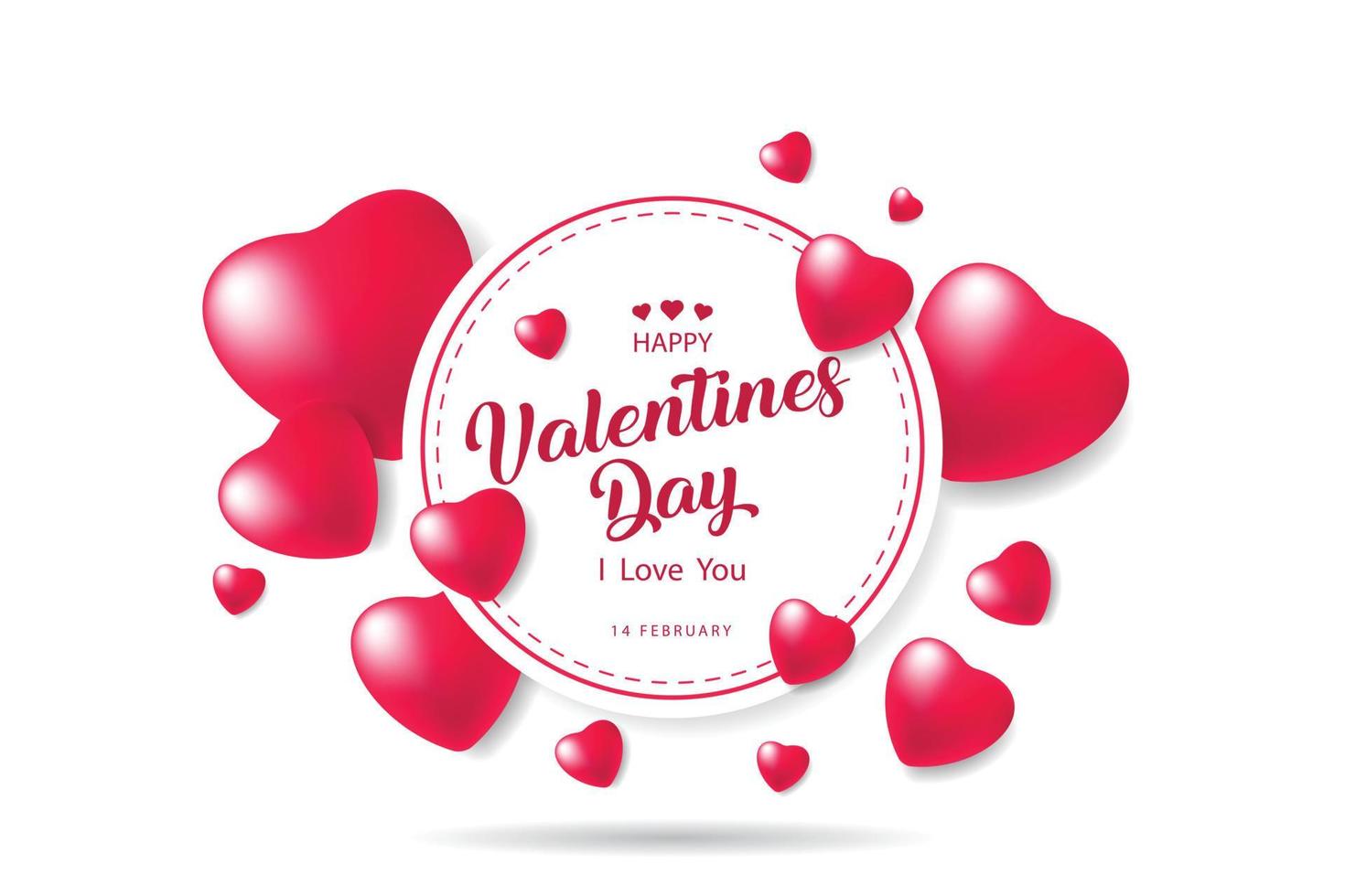 Festive Card for Happy Valentine's Day. On White Color Background.Vector Illustration vector