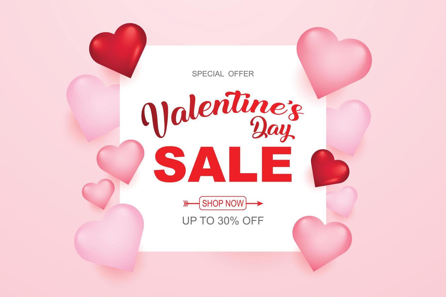 Valentines day sale background with heart. Vector illustration. Wallpaper, flyers, invitation, posters, brochure, banners