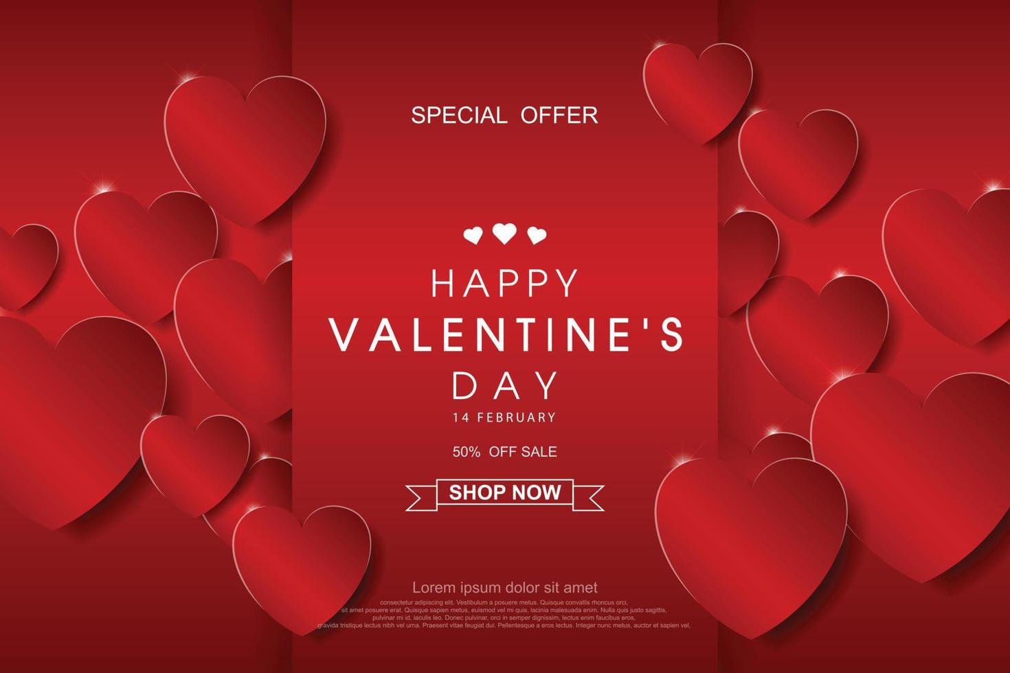 Valentines day sale background with heart. Vector illustration. Wallpaper, flyers, invitation, posters, brochure, banners