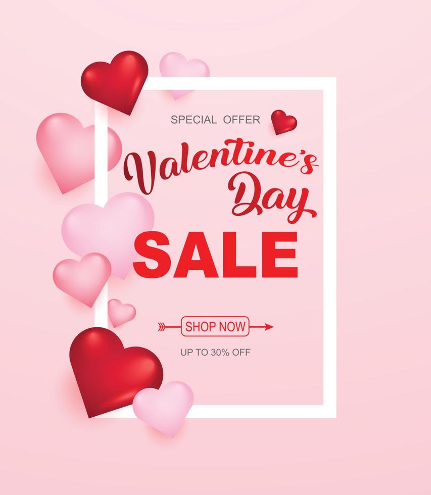 fondo de venta del día de san valentín con corazón. ilustración vectorial papel tapiz, volantes, invitación, carteles, folletos, pancartas vector