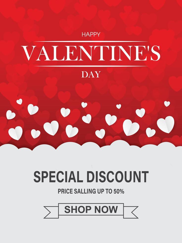 Valentines day sale background with heart. Vector illustration. Wallpaper, flyers, invitation, posters, brochure, banners