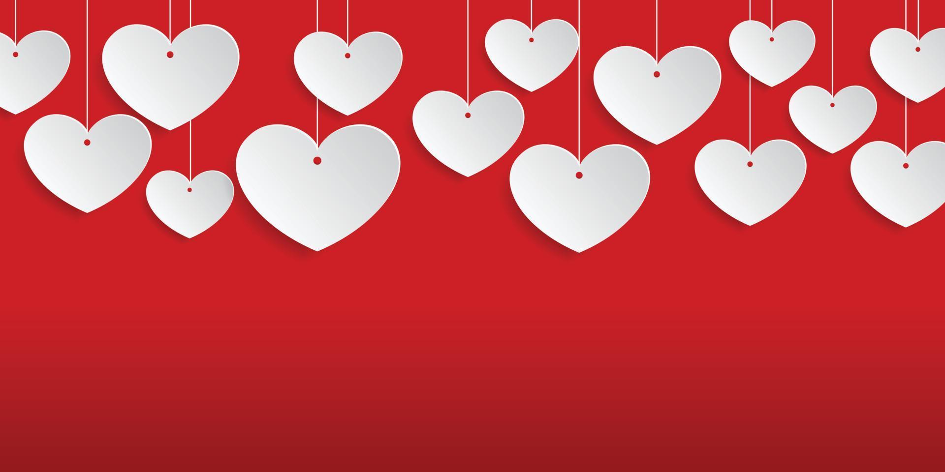 Heart shape on paper craft On Red background in valentine day. Illustrator vector