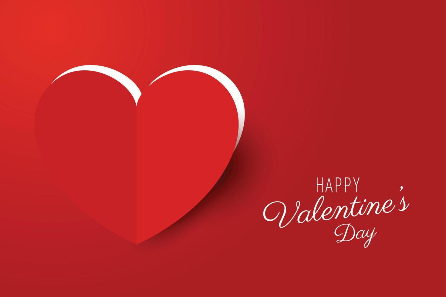 Happy Valentines day, Red Heart from paper. Very Good Holiday Card. Illustrator vector