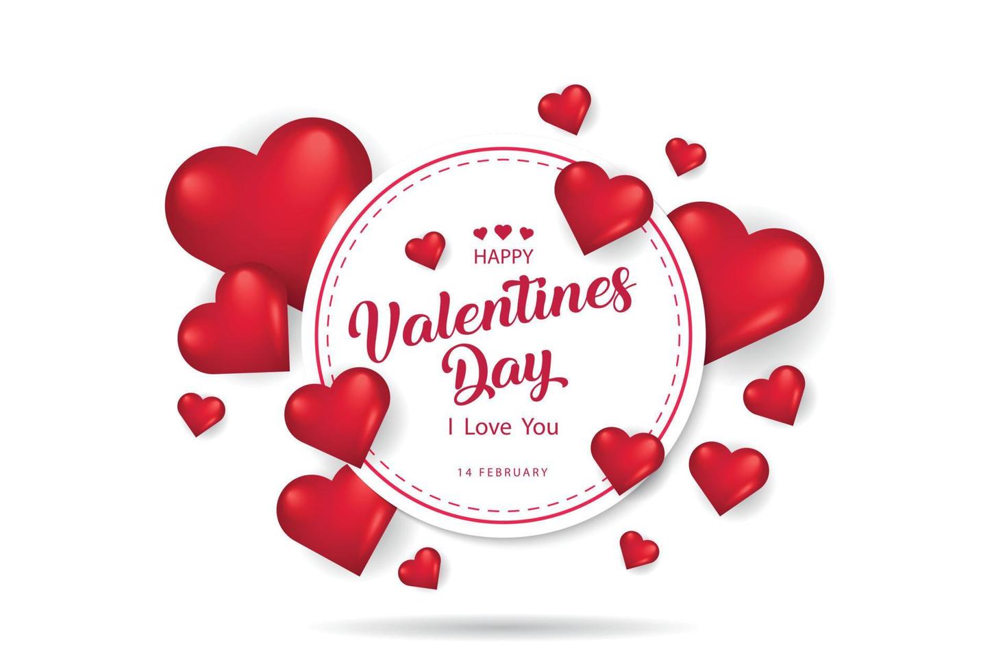 Festive Card for Happy Valentine's Day. On White Color Background.Vector Illustration vector