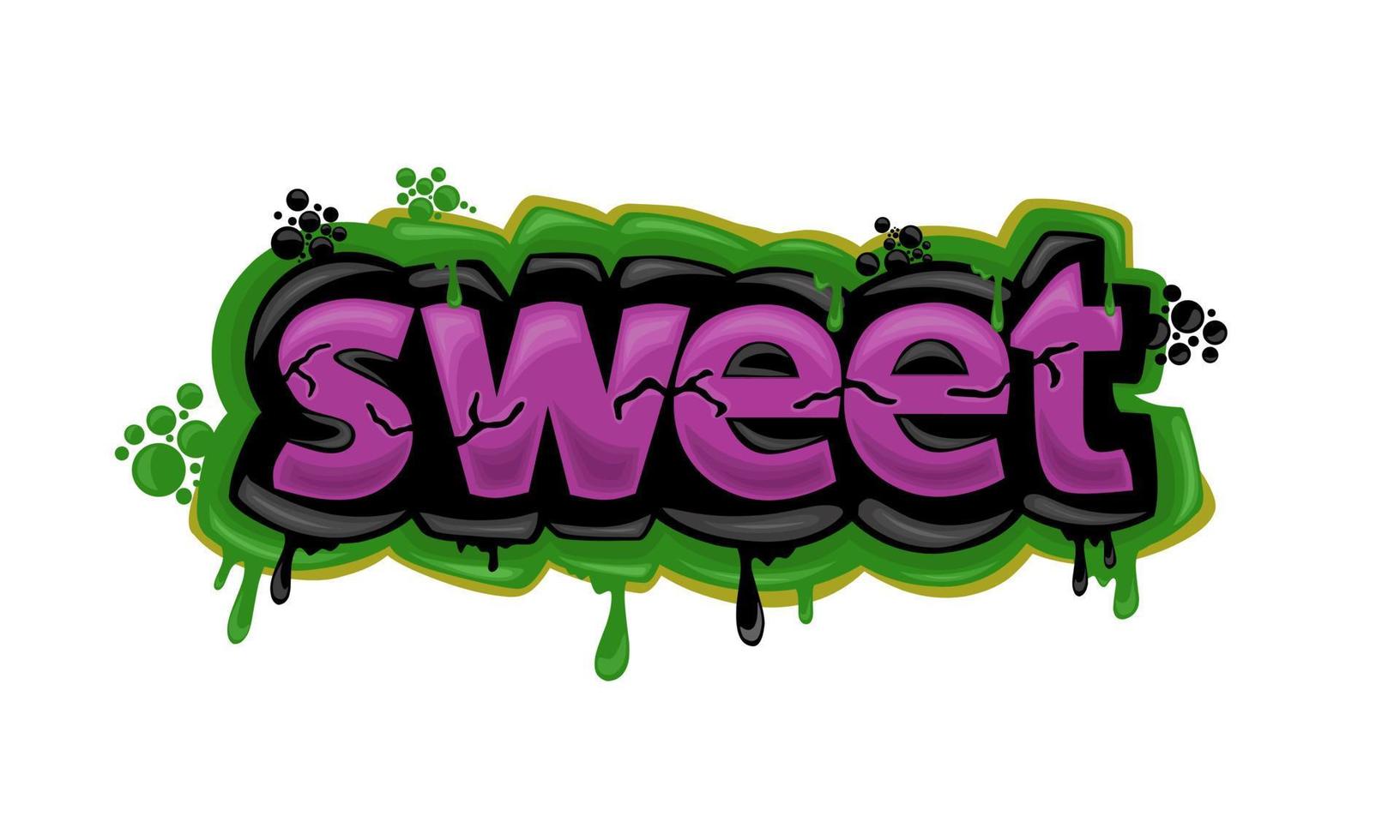 colorful SWEET writing graffiti design vector