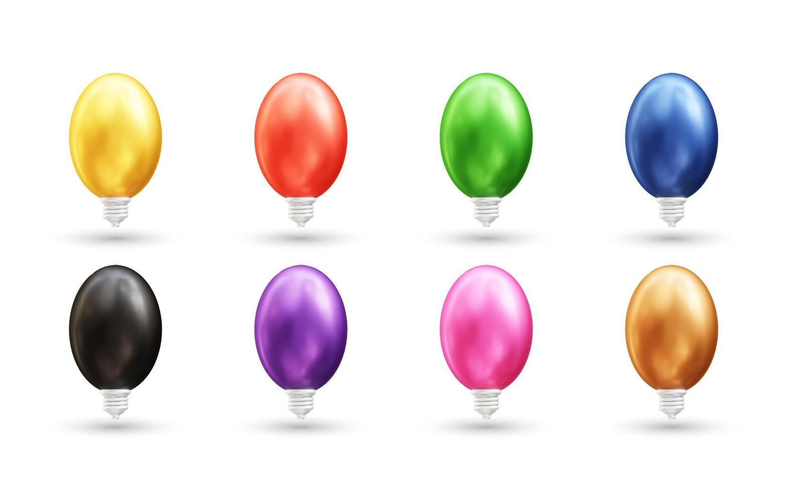 Light bulb realistic 3d vector icon illustration with different colors