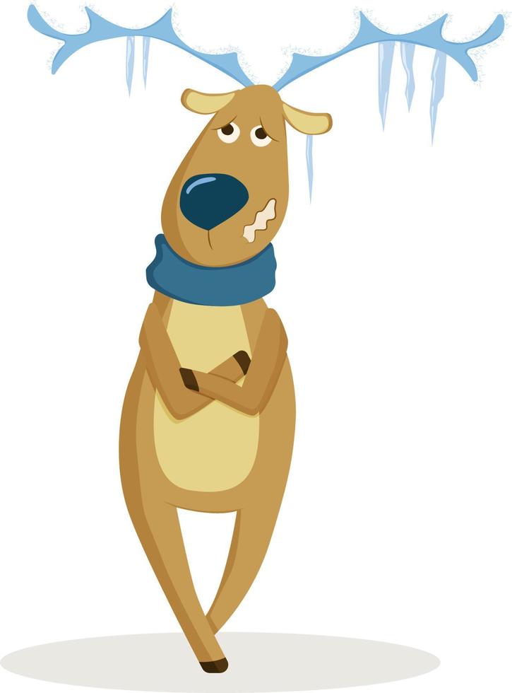 Frozen deer in a blue scarf vector