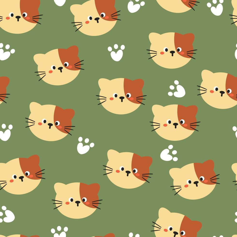 gato de dibujos animados de dibujo a mano de patrones sin fisuras. dibujo animal para textil, estampado de tela, papel de regalo vector