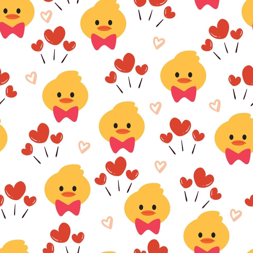 seamless pattern hand drawing cartoon chick and heart. animal drawing for textile, fabric print, gift wrapping paper vector
