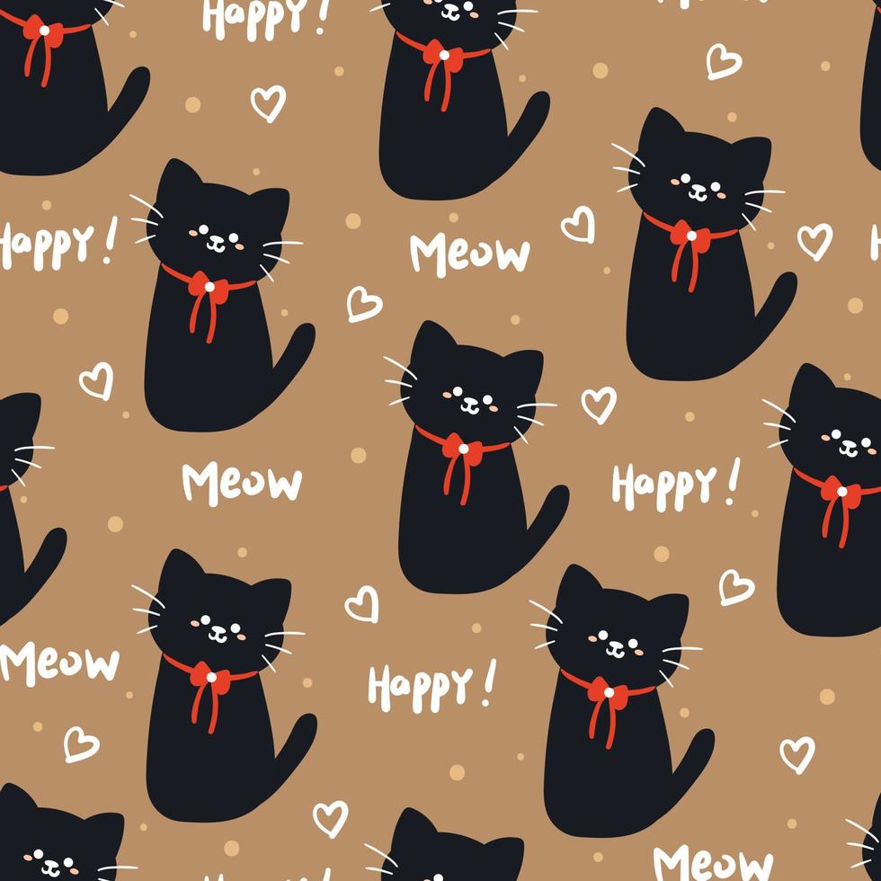 seamless pattern hand drawing cartoon cat. animal drawing for fabric print, textile, gift wrap paper vector