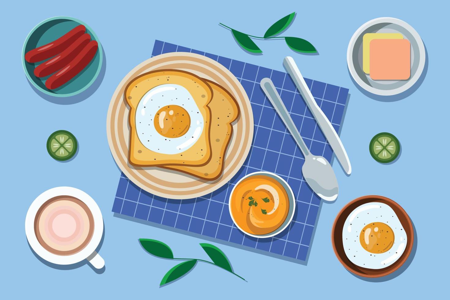 Breakfast Bread And Fried Egg Illustration vector