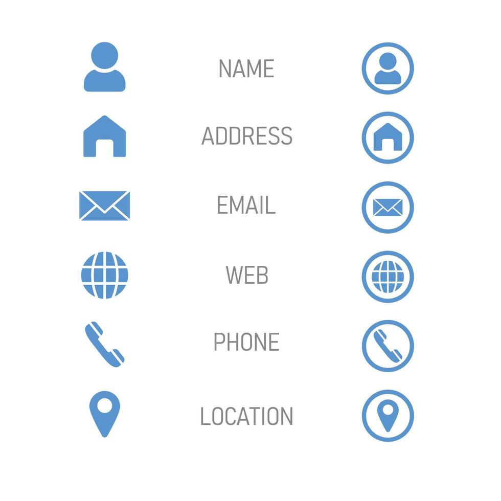 Set of business information line icon. Contacts for website. Symbols for communication. Vector