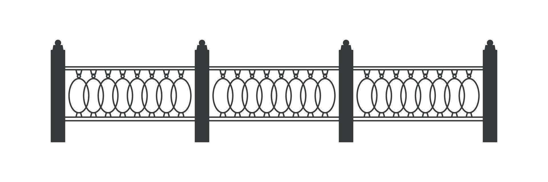 Metal fence-grid pattern.Forged fence Decor element. Vector