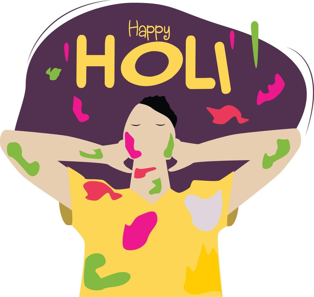 un hombre celebra el colorido festival tradicional holi india vector