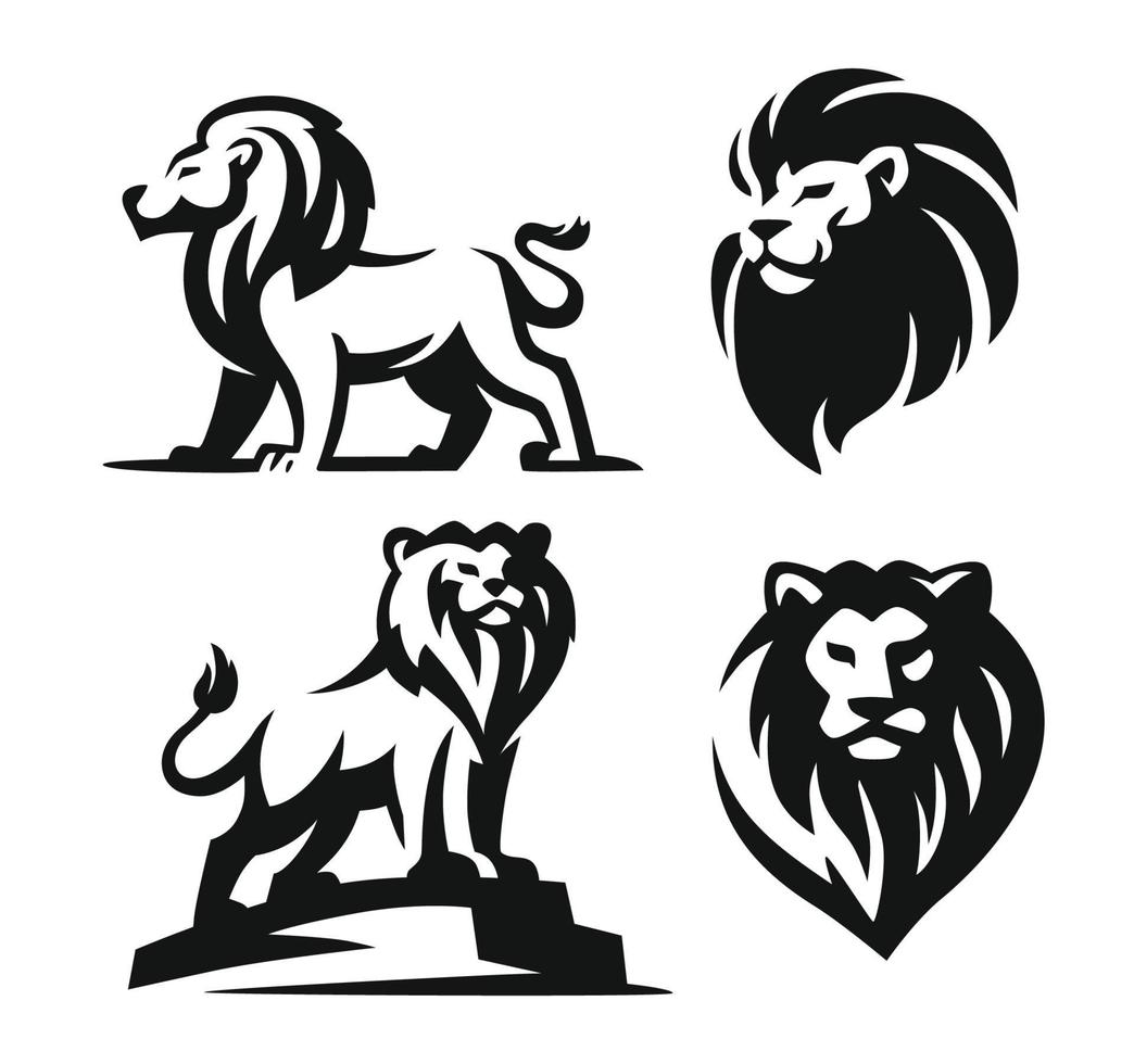 Lion mascot black emblem design. vector