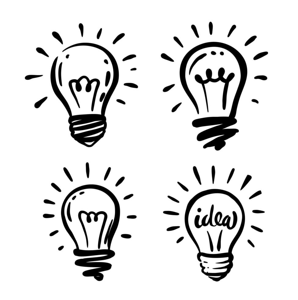 Light bulb drawing set doodle. 6683790 Vector Art at Vecteezy