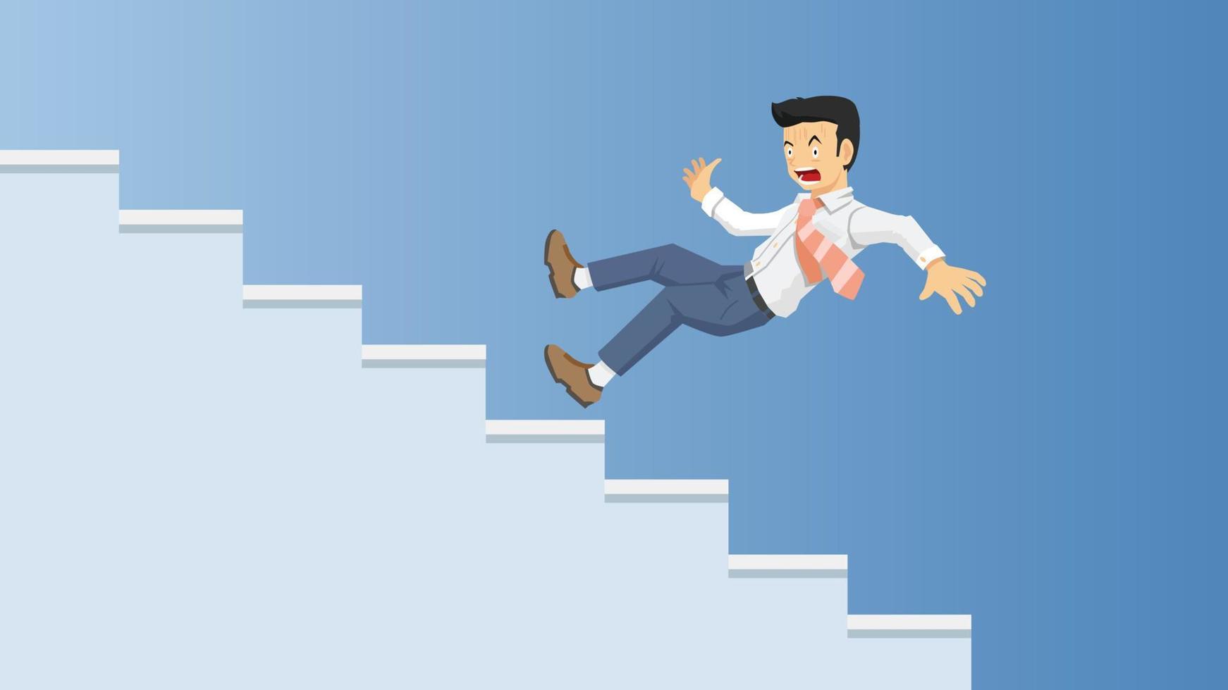 Businessman stock exchange web banner. Stock market. Depressing global economic outlook. Modern flat design people falling down stairs. vector