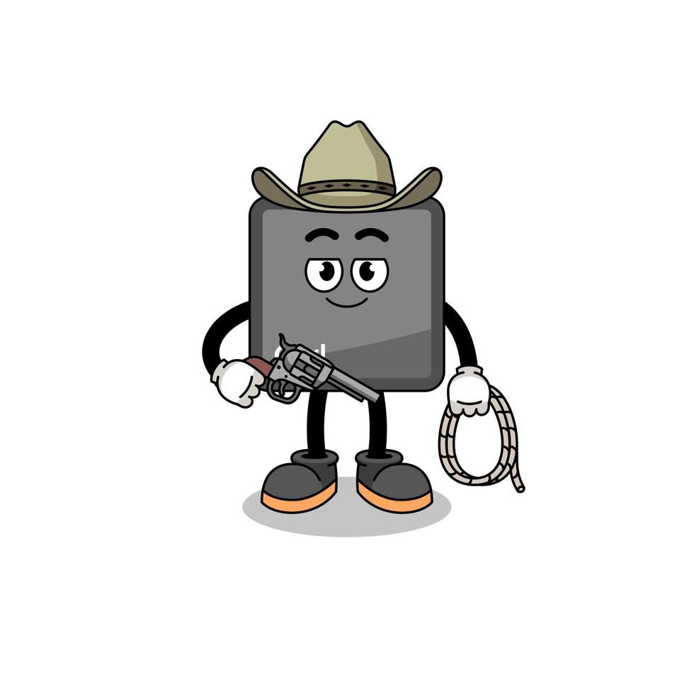 Character mascot of keyboard control button as a cowboy vector