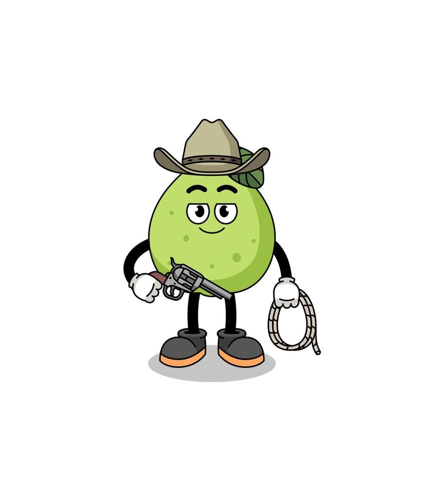 mascota del personaje de guayaba como vaquero vector