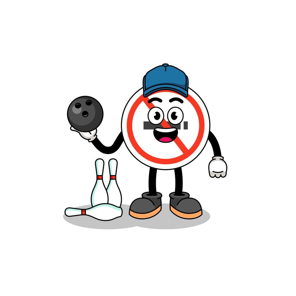 mascota de señal de no fumar como jugador de bolos vector