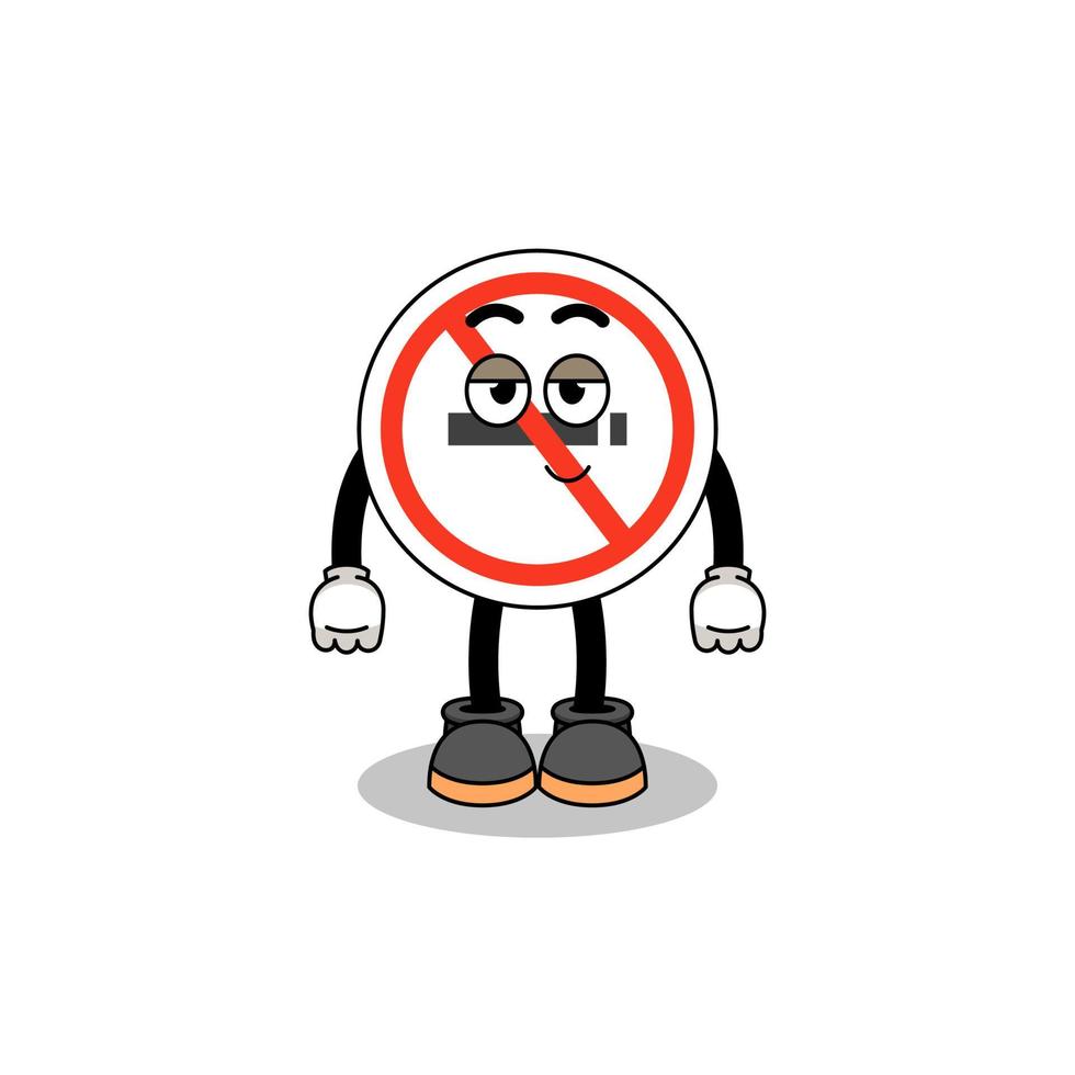 señal de prohibido fumar pareja de dibujos animados con pose tímida vector