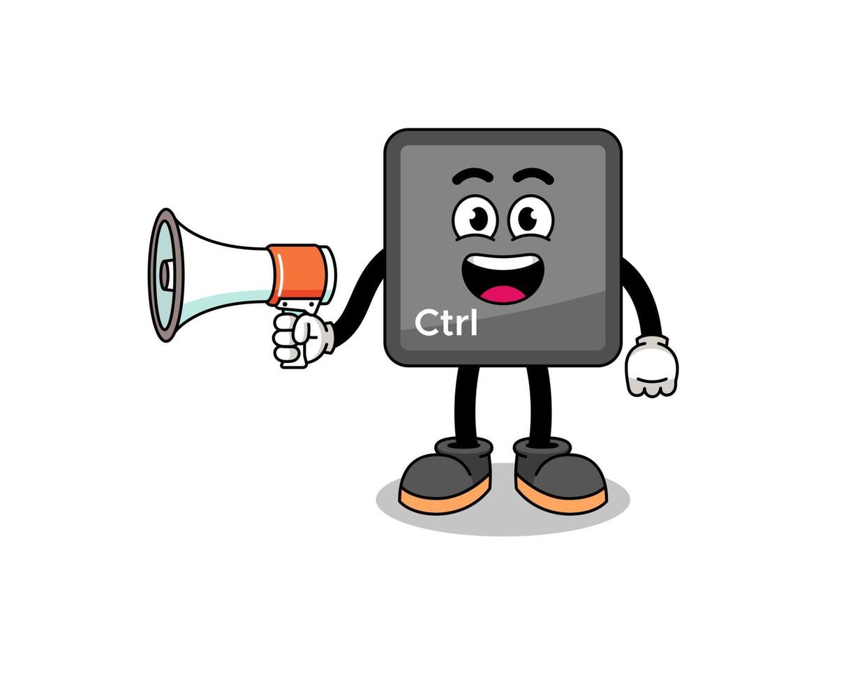 keyboard control button cartoon illustration holding megaphone vector