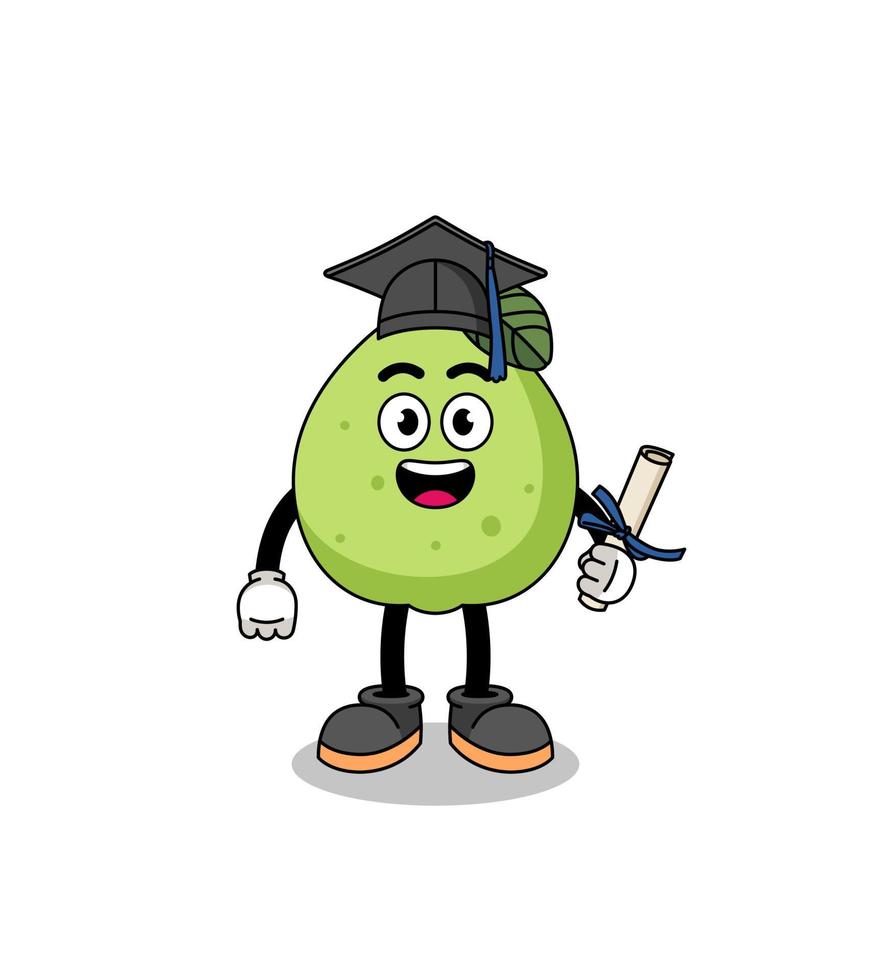 guava mascot with graduation pose vector