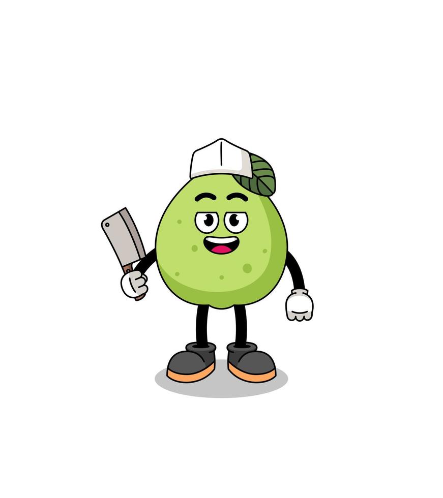 Mascot of guava as a butcher vector