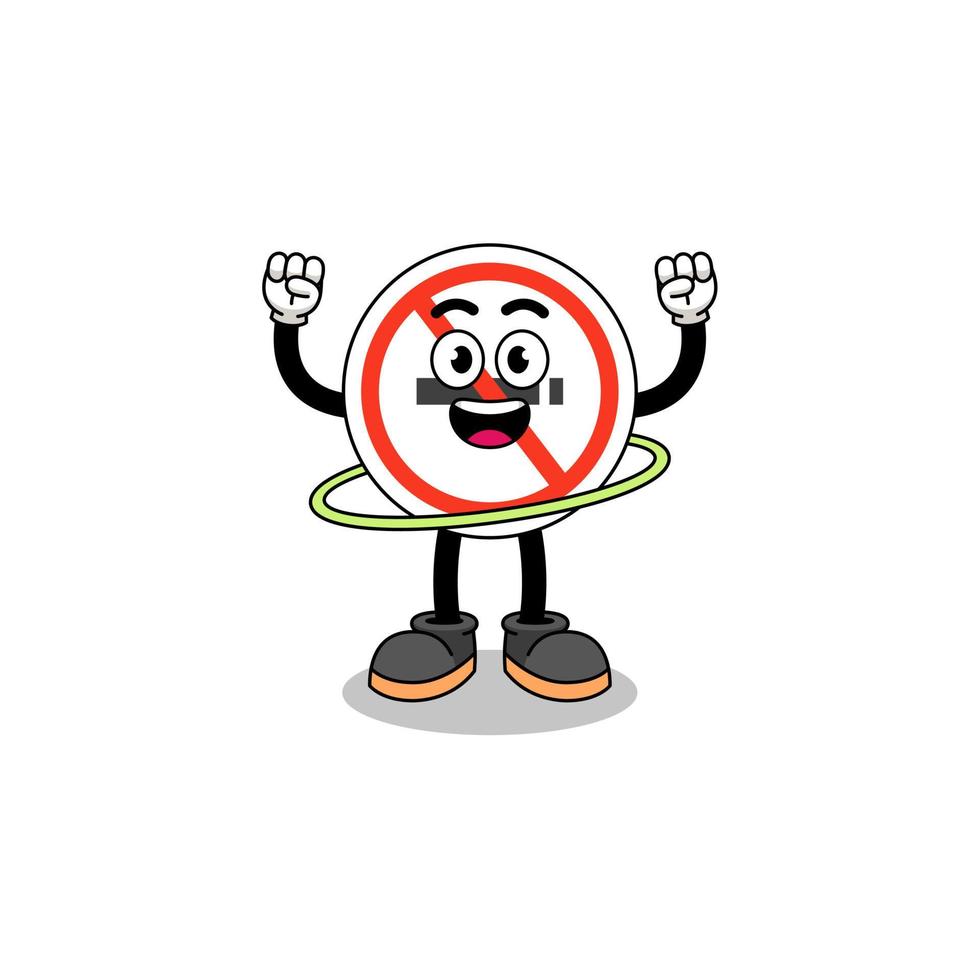 Character Illustration of no smoking sign playing hula hoop vector