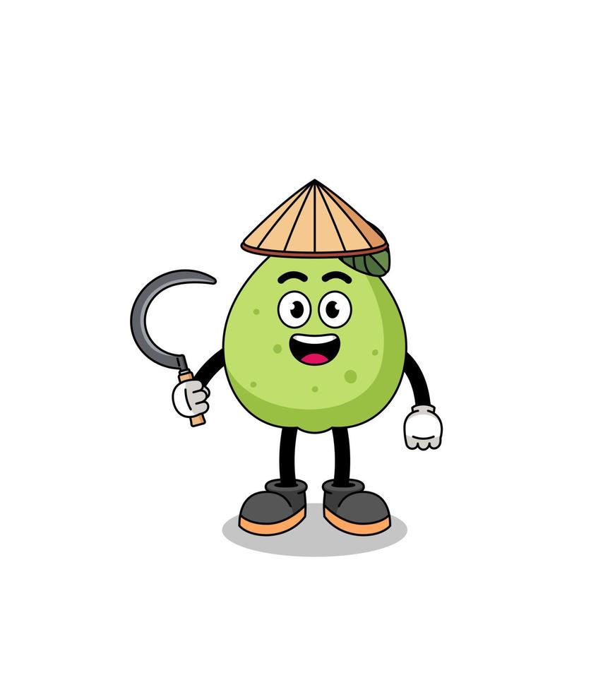 Illustration of guava as an asian farmer vector