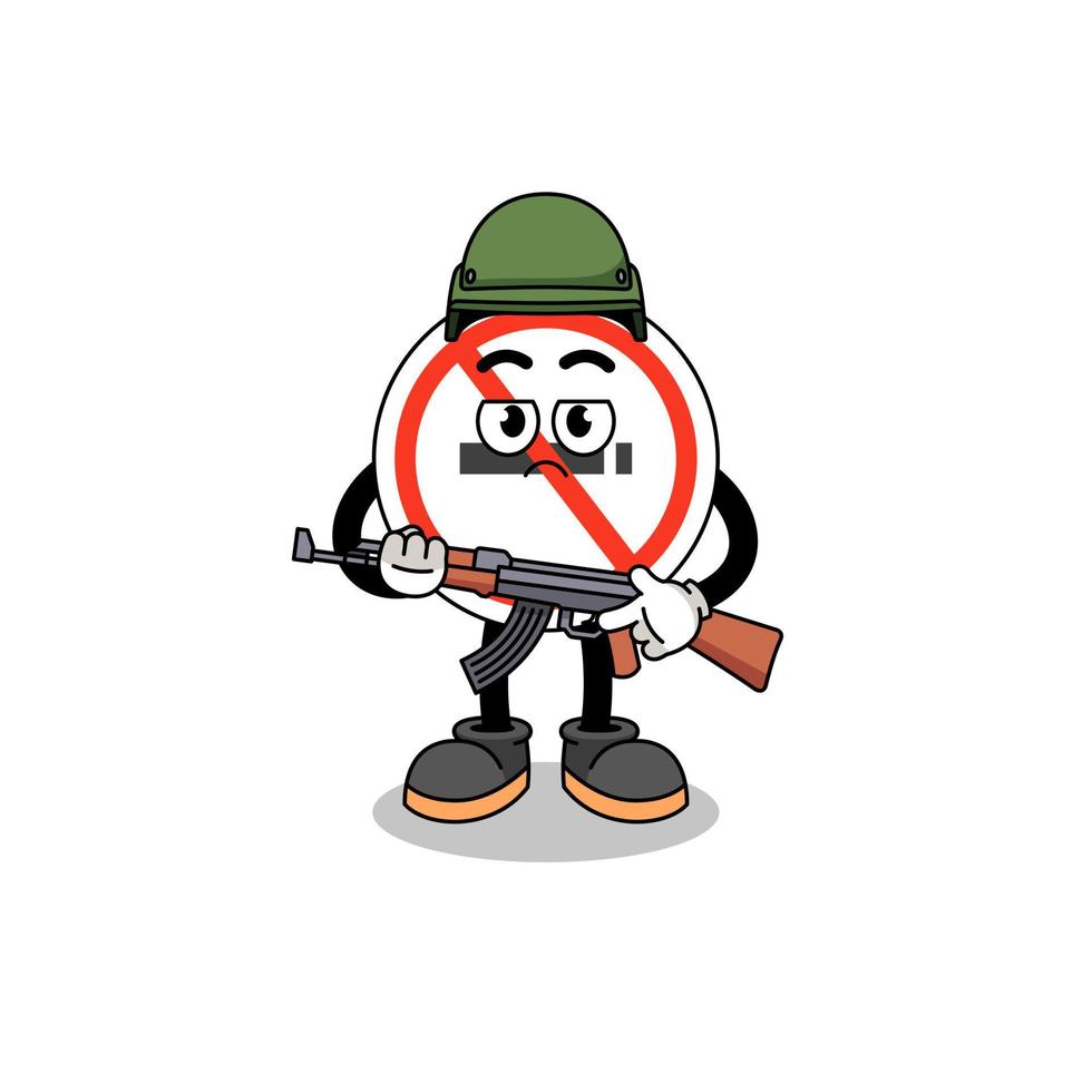 Cartoon of no smoking sign soldier vector