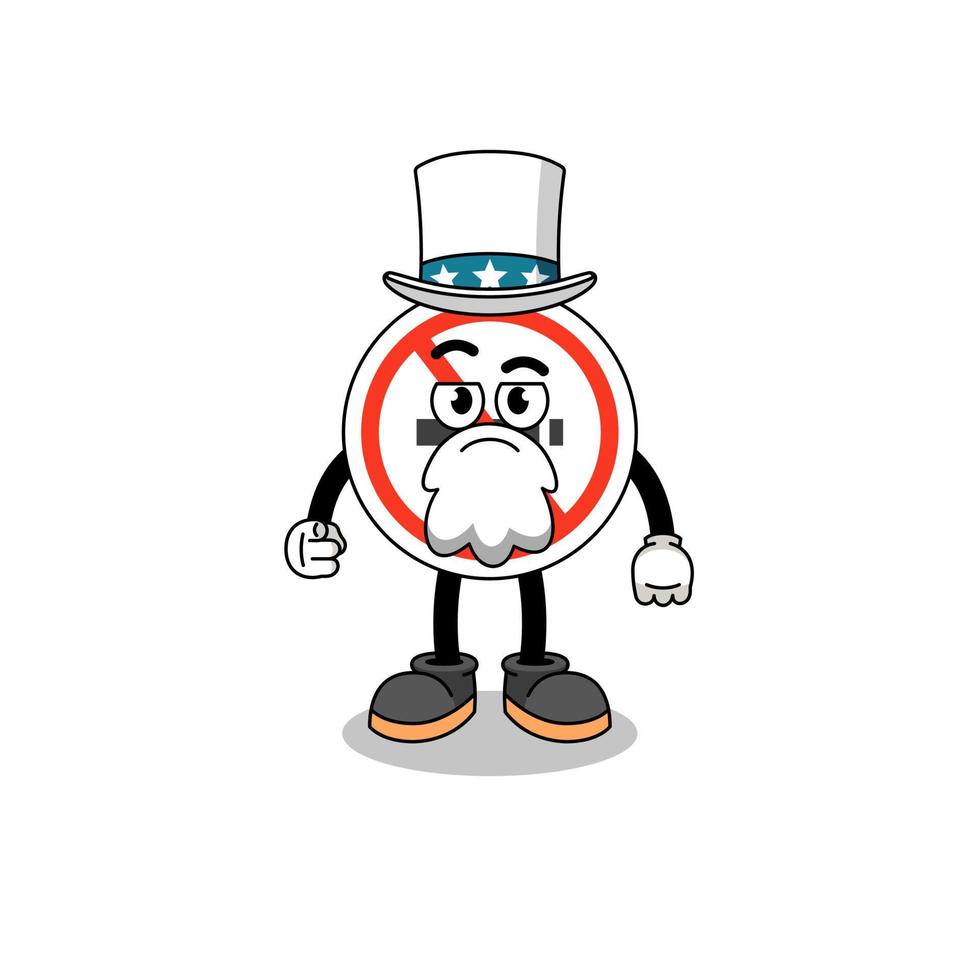 Illustration of no smoking sign cartoon with i want you gesture vector