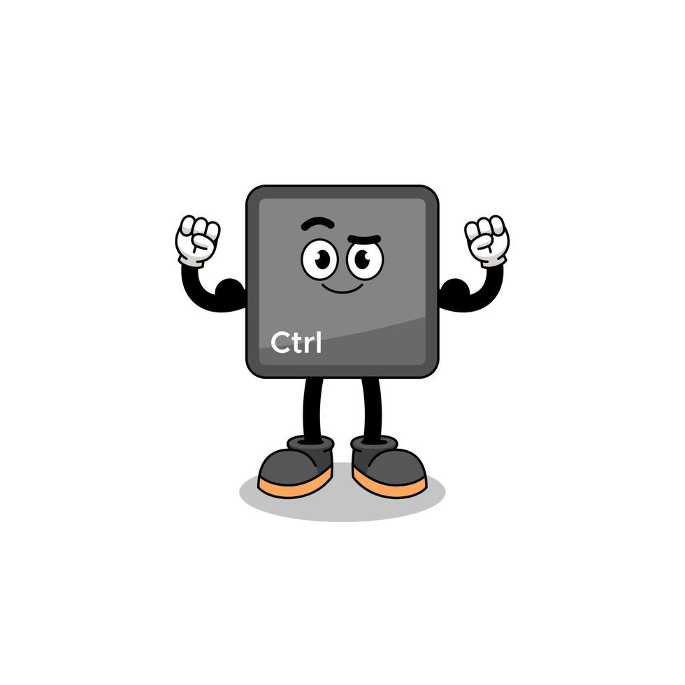 Mascot cartoon of keyboard control button posing with muscle vector