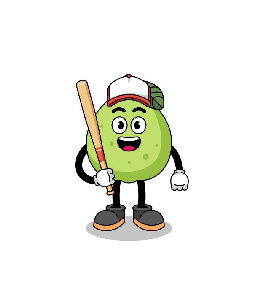 guava mascot cartoon as a baseball player vector